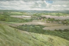 South Harting from Harting Down. Watercolour, 52x73cm.